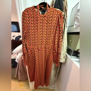 Halogen Orange and Black Long Sleeve Dress